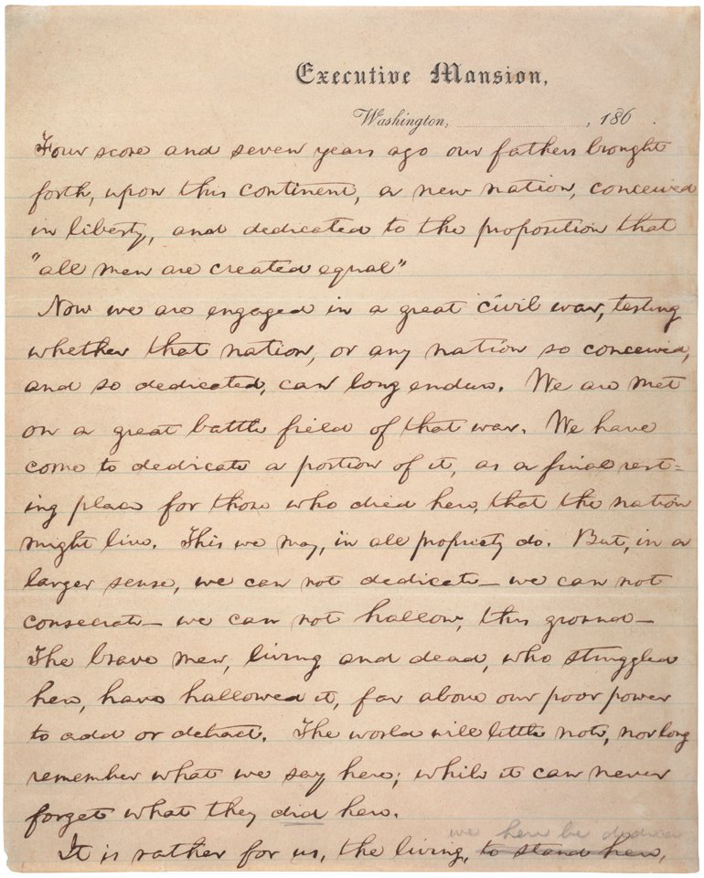 Gettysburg Address first draft