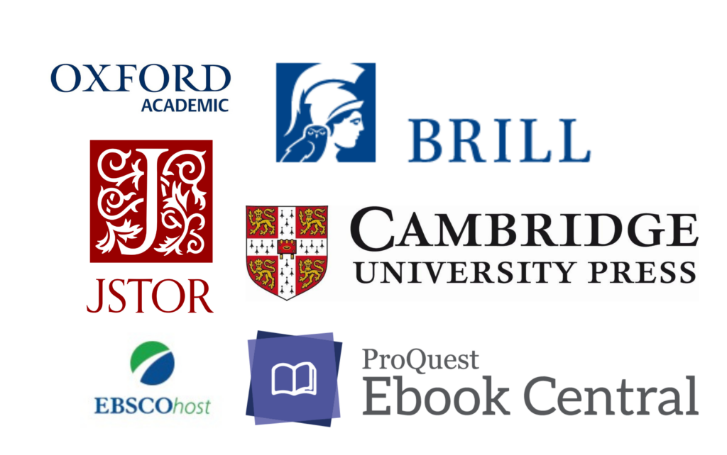Logos of the Library's 6 eBook platforms. 